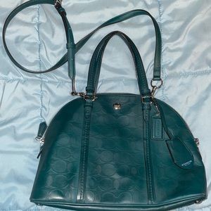 dark green coach purse
